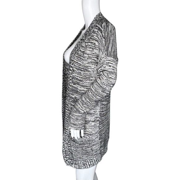 Express Sweater Women Large Black White Marled Open Front Cardigan Office Casual - Picture 3 of 8